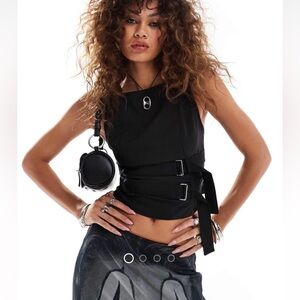 ASOS Black Sleeveless Top with Buckle Detail brand is Collusion